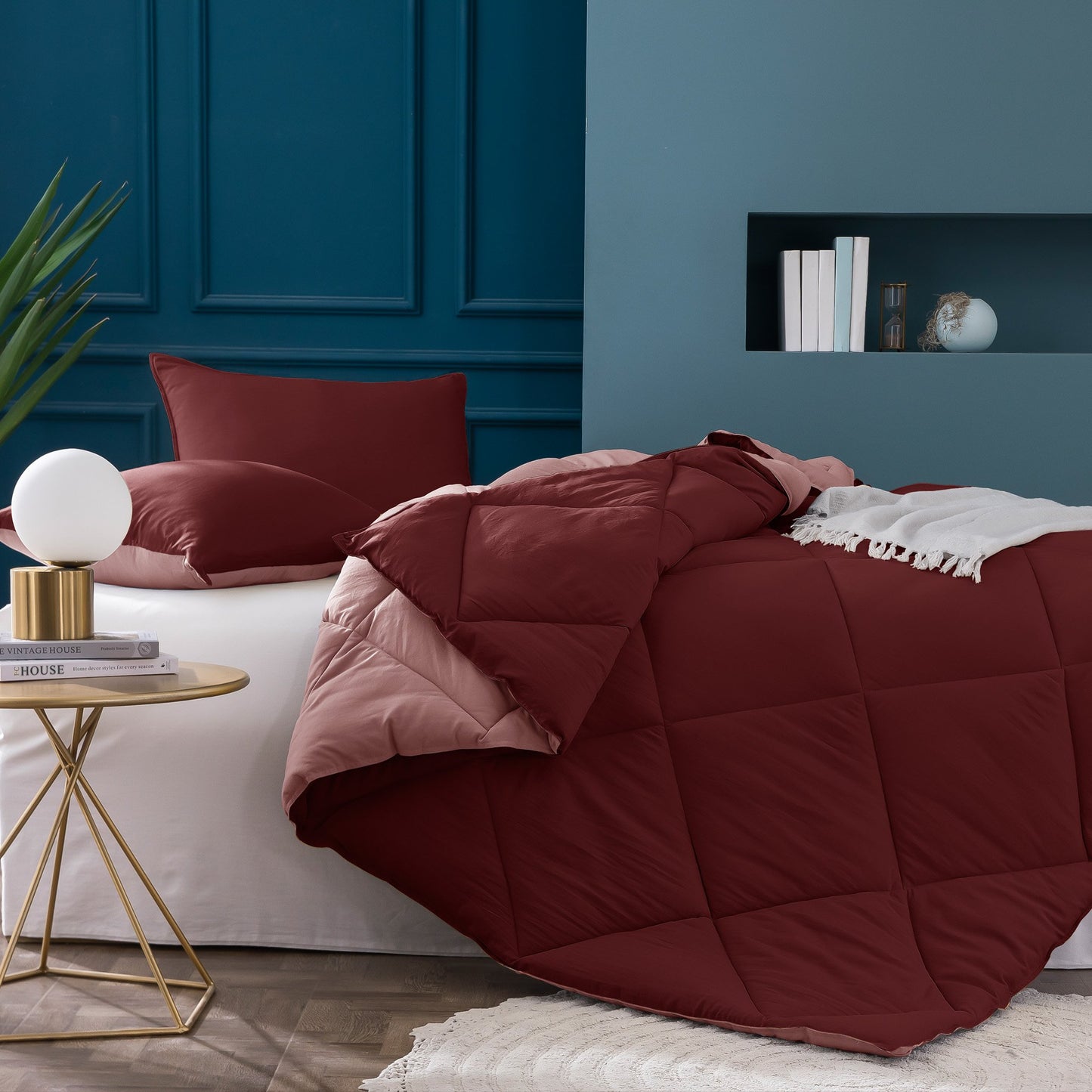 Kasentex Ultra Soft 2-Tone Reversible Comforter Set, Multi Colors, Room Decor, Graduation Gifts, Mom Gift
