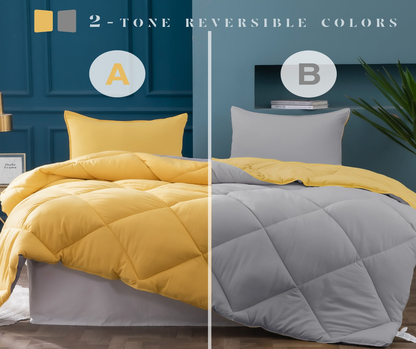Kasentex Ultra Soft 2-Tone Reversible Comforter Set, Multi Colors, Room Decor, Graduation Gifts, Mom Gift