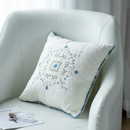 Kasentex 100% Cotton Fabric Floral Patchwork Throw Pillow - 18x18 inches - Blue