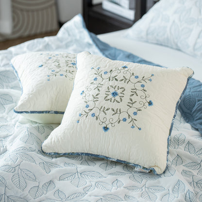 Kasentex 100% Cotton Fabric Floral Patchwork Throw Pillow - 18x18 inches - Blue