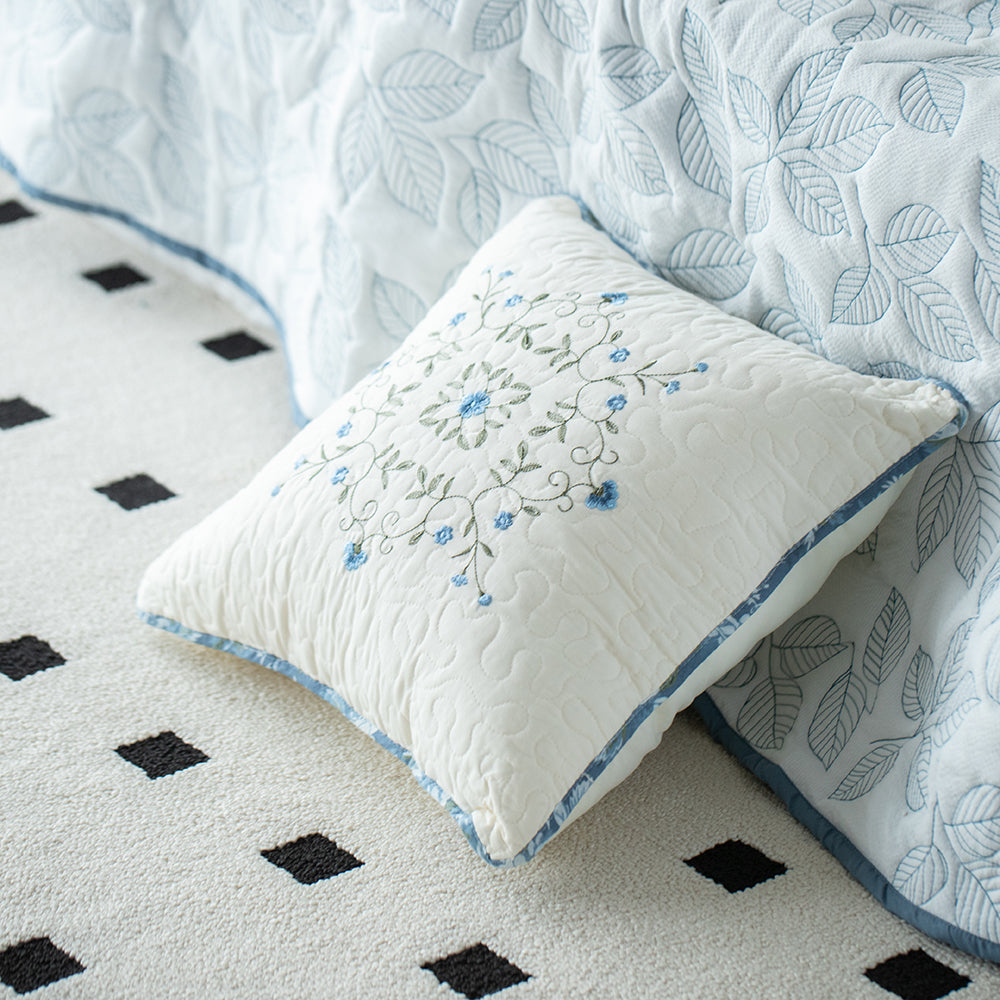 Kasentex 100% Cotton Fabric Floral Patchwork Throw Pillow - 18x18 inches - Blue
