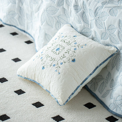 Kasentex 100% Cotton Fabric Floral Patchwork Throw Pillow - 18x18 inches - Blue