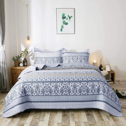 Kasentex Lightweight Quilt Set Twin/Queen/King - Soft All Season Bedspread Coverlet, Blue