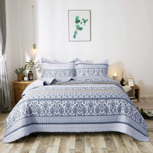 Kasentex Lightweight Quilt Set Twin/Queen/King - Soft All Season Bedspread Coverlet, Blue