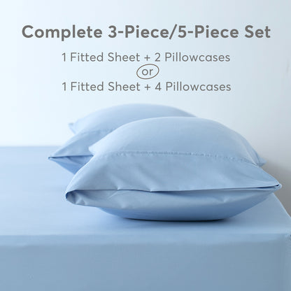 Kasentex Spring All Season Deep Pocket Fitted Sheet Set with Pillowcases, Room Decor, Graduation Gifts