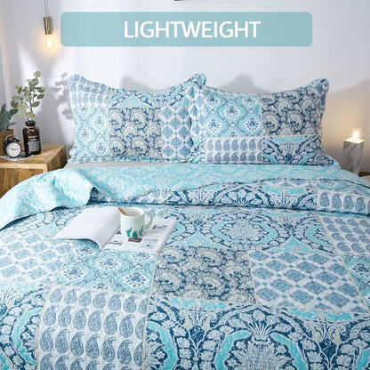 Kasentex Lightweight Quilt Set Twin/Queen/King - Soft All Season Bedspread Coverlet, Blue