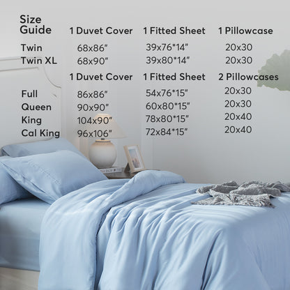 Kasentex Summer Duvet Cover Bedding Set with Duvet Cover, Pillowcase, Fitted Sheet, Hypoallergenic and Breathable, Room Decor, Graduation Gifts