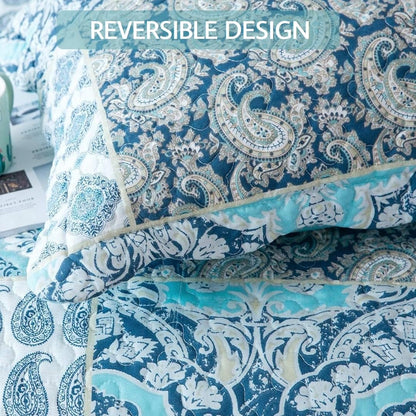Kasentex Lightweight Quilt Set Twin/Queen/King - Soft All Season Bedspread Coverlet, Blue