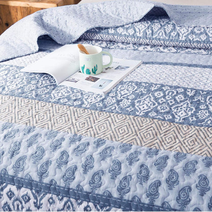 Kasentex Lightweight Quilt Set Twin/Queen/King - Soft All Season Bedspread Coverlet, Blue
