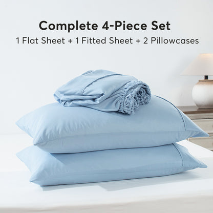 Kasentex Summer Sheet Bedding Set with Pillowcase, Flat Sheet, Fitted Sheet, Hypoallergenic and Breathable, Room Decor, Graduation Gifts