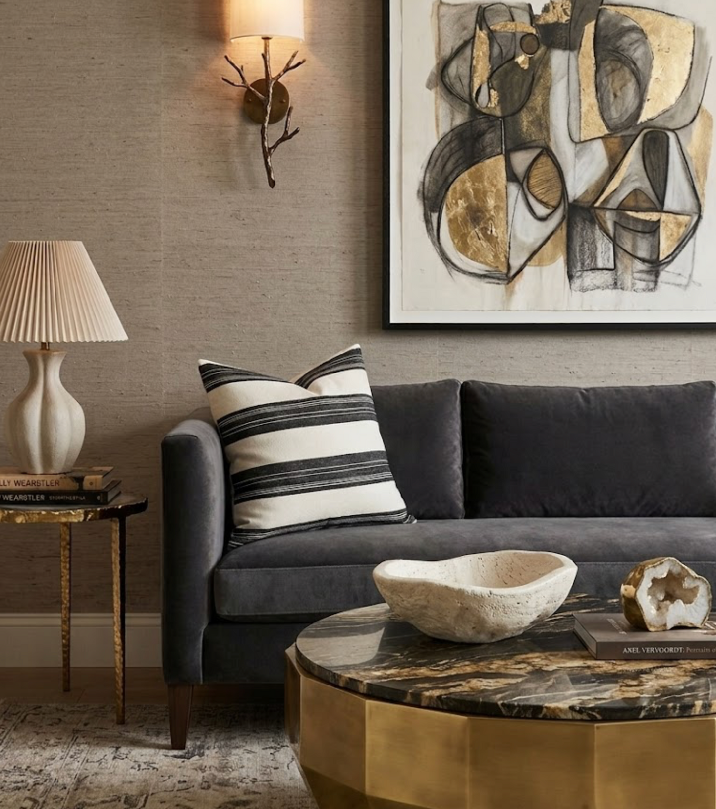 Askew Pillow Cover in Ivory Onyx, Kelly Wearstler Textiles