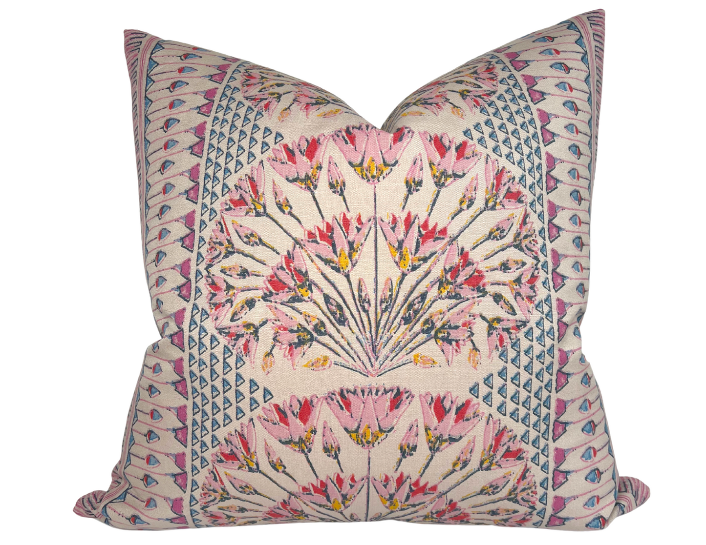 Cairo Pillow Cover in Pink and Coral, Thibaut Pillows