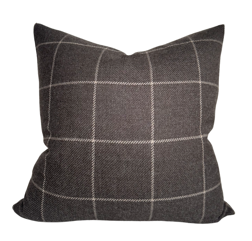 Bancroft Wool Pillow Cover in Sable Brown, Schumacher Textiles