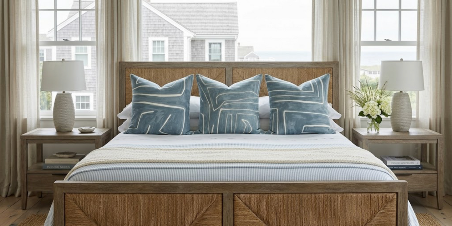 Graffito Pillow Cover in Deep Sky, Kelly Wearstler Textiles