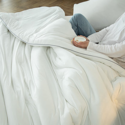 Kasentex Spring All Season Super Soft and Fluffy Jersey Knit Ultra Soft Comforter Set, White