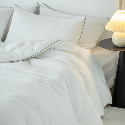 Kasentex Spring All Season Super Soft and Fluffy Jersey Knit Ultra Soft Comforter Set, White