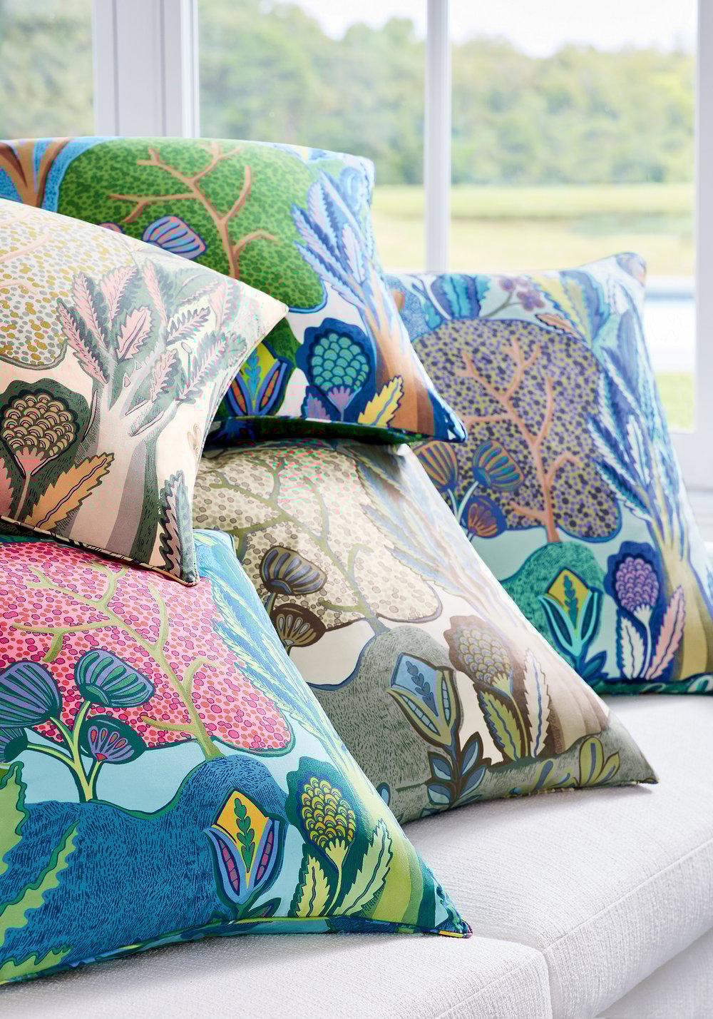 Albero Pillow Cover in Blue, Thibaut Pillows