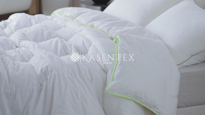 Kasentex Ultra Soft Green Piped Edge Warm Heavy Weights Down Comforter, White, Room Decor, Graduation Gifts