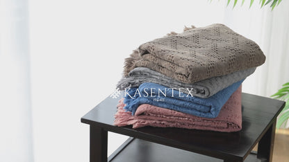 Kasentex 100% Cotton Soft Knitted Throw Blanket, Room Decor, Graduation Gifts, Fathers Day Gift, Mom Gift