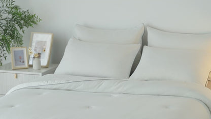 Kasentex Spring All Season Super Soft and Fluffy Jersey Knit Ultra Soft Comforter Set, White
