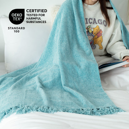 Kasentex Spring Ultra Soft Classic Elegant Throw Blanket with Tassel, Room Decor, Graduation Gifts