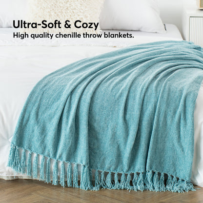 Kasentex Spring Ultra Soft Classic Elegant Throw Blanket with Tassel, Room Decor, Graduation Gifts