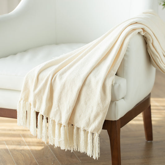 Soft Throw Blankets for Couch and Bed, Cozy Blanket with Tassel, Lightweight Decorative Blankets and Throws, Farmhouse Warm Blanket for Men and Women