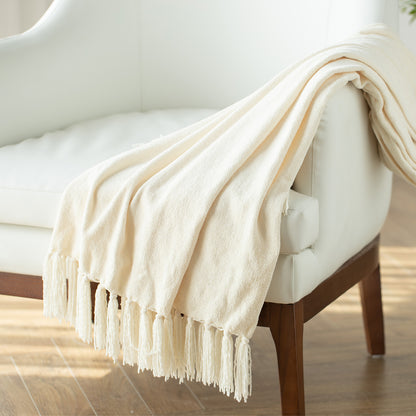 Kasentex Spring Ultra Soft Classic Elegant Throw Blanket with Tassel, Room Decor, Graduation Gifts