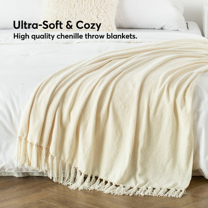 Kasentex Spring Ultra Soft Classic Elegant Throw Blanket with Tassel, Room Decor, Graduation Gifts