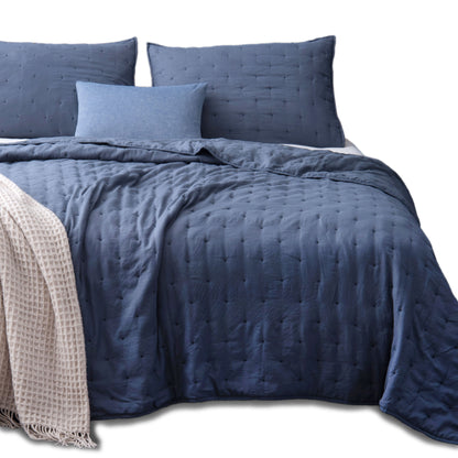 Kasentex Ultra Soft Nostalgic Dot Stitch Stone Washed Quilt Set, Red, Room Decor, Graduation Gifts