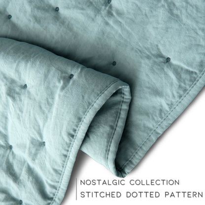 Kasentex Ultra Soft Nostalgic Dot Stitch Stone Washed Quilt Set, Red, Room Decor, Graduation Gifts