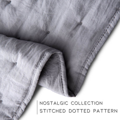 Kasentex Ultra Soft Nostalgic Dot Stitch Stone Washed Quilt Set, Red, Room Decor, Graduation Gifts
