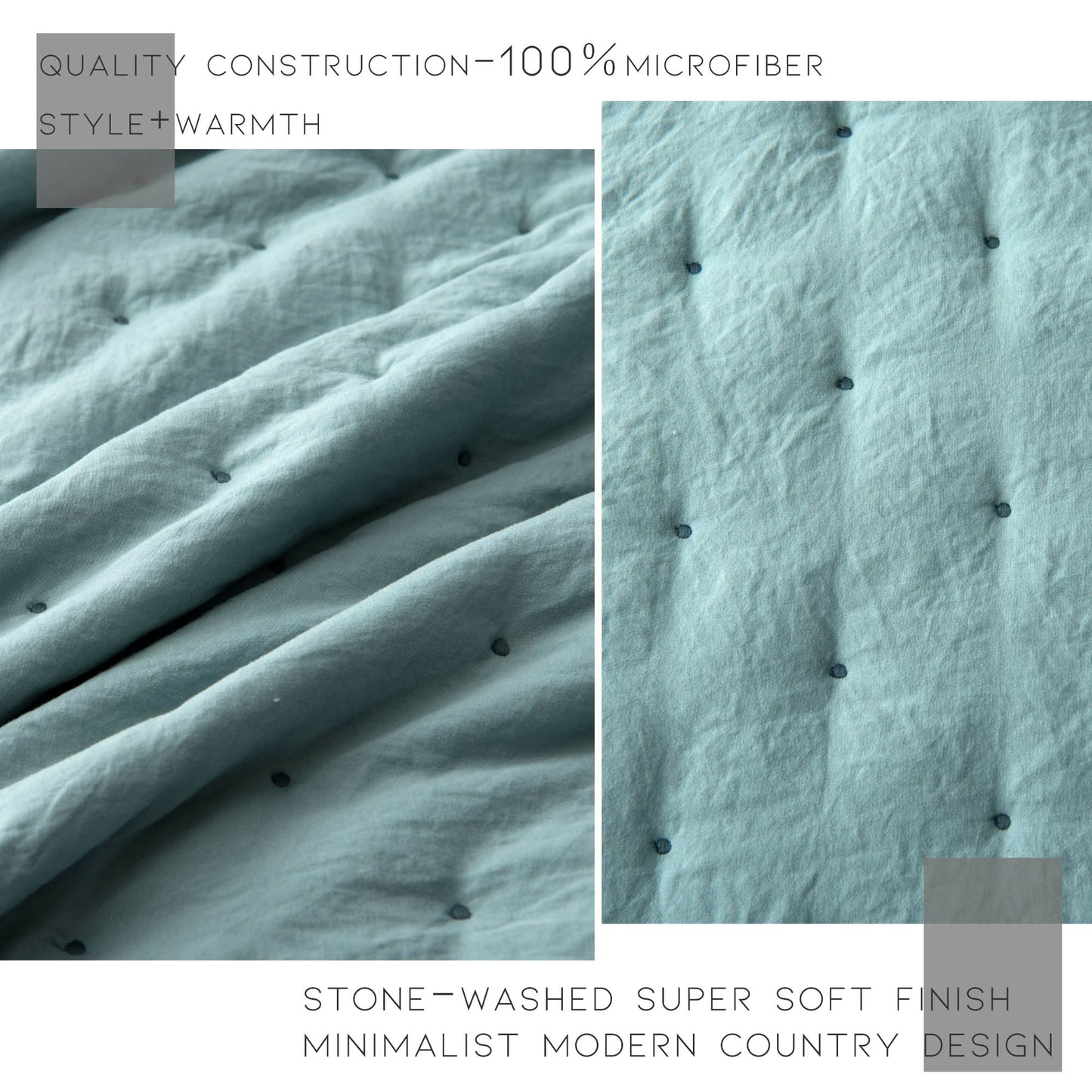Dot Stitch Stone Washed Quilt Set