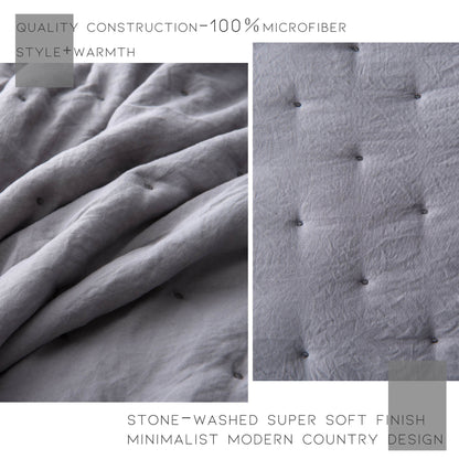 Kasentex Ultra Soft Nostalgic Dot Stitch Stone Washed Lightweight Quilt Set, Room Decor, Graduation Gifts, Fathers Day Gift, Mom Gift