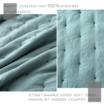 Kasentex Ultra Soft Nostalgic Dot Stitch Stone Washed Quilt Set, Red, Room Decor, Graduation Gifts