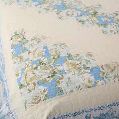 Kasentex 100% Cotton Summer Star Design Embroidered Patchwork Bedspread, Multi Blue
