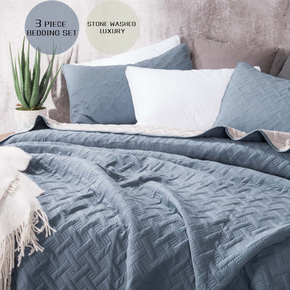 Kasentex Ultra Soft 2-Tone Reversible Quilt Bedding Set, Green or Pink or Blue, Room Decor, Graduation Gifts