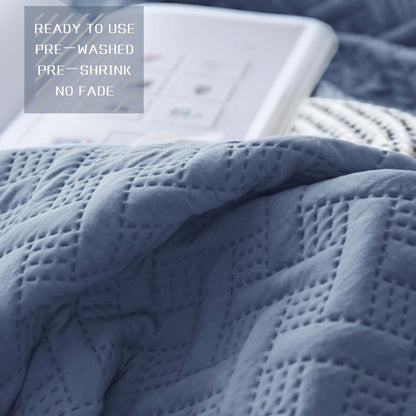 Kasentex Ultra Soft 2-Tone Reversible Quilt Bedding Set, Green or Pink or Blue, Room Decor, Graduation Gifts
