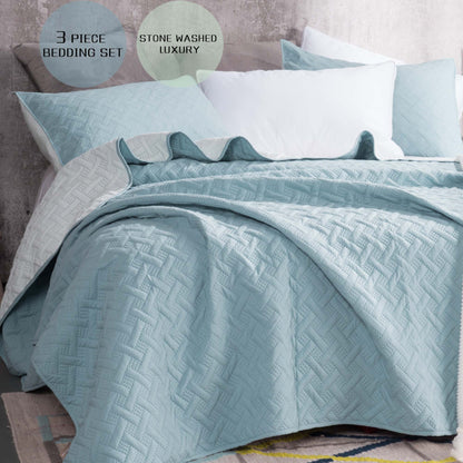 Kasentex Ultra Soft 2-Tone Reversible Quilt Bedding Set, Green or Pink or Blue, Room Decor, Graduation Gifts