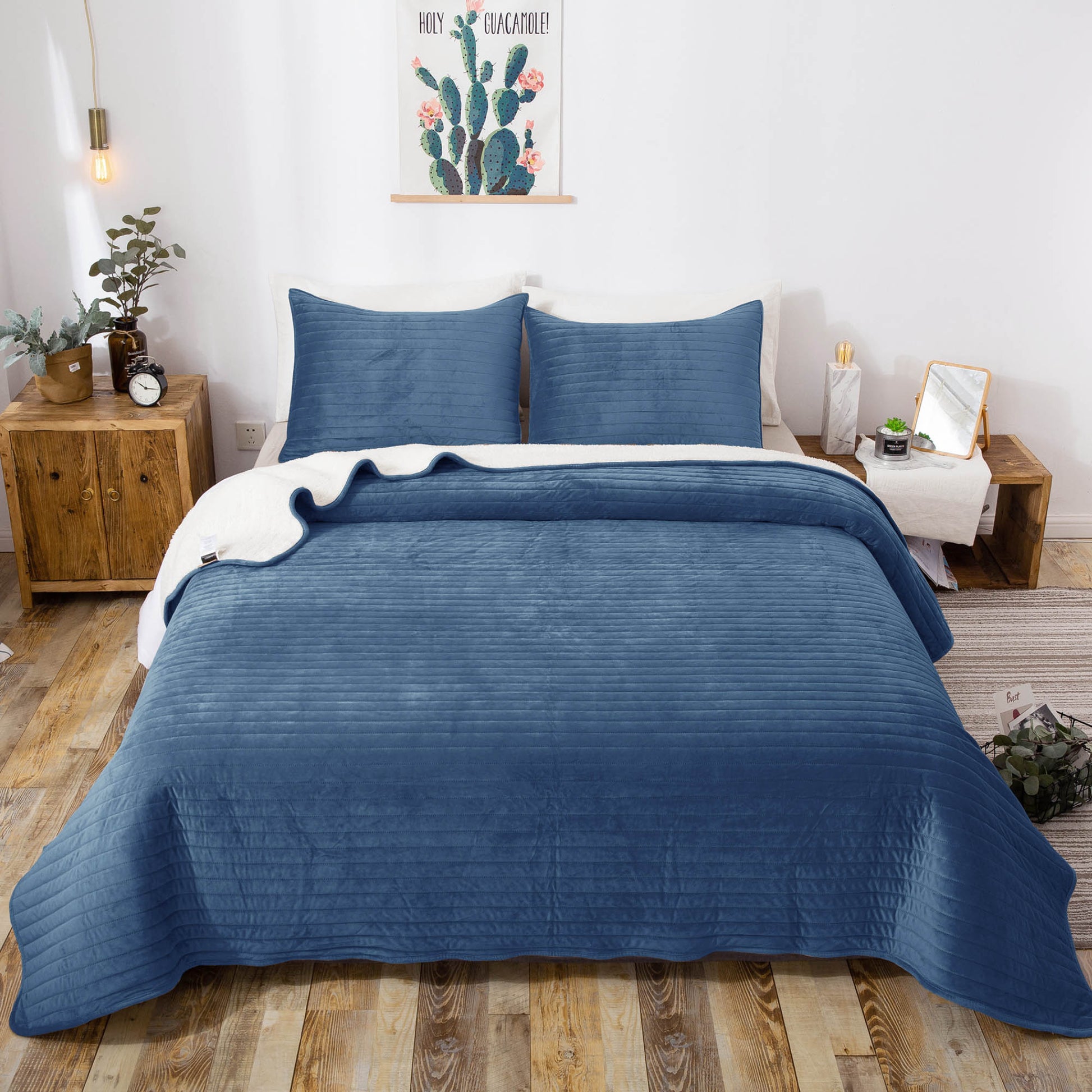 soft sherpa comforter quilt set warm kasentex ugg best bedding blue