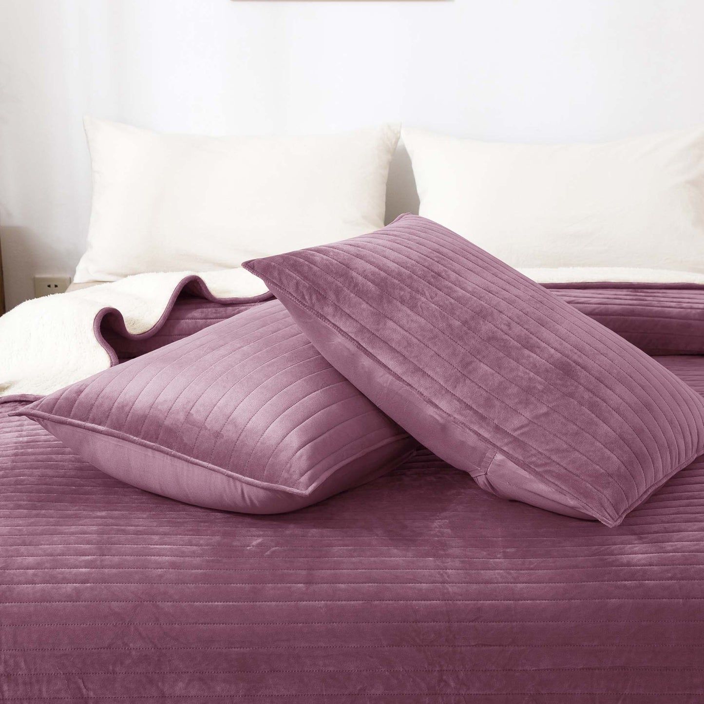 soft sherpa comforter warm kasentex ugg fluffy plush best bedding purple pillow shams