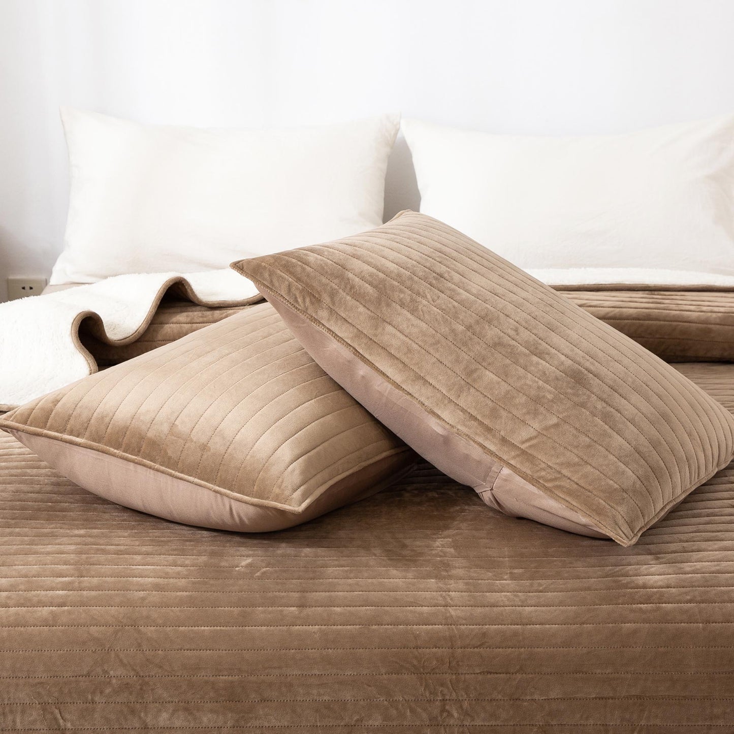 soft sherpa comforter warm kasentex ugg fluffy plush best bedding beige pillow shams