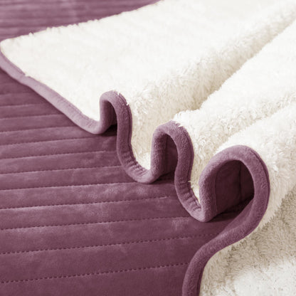 Kasentex Ultra Soft Plush Sherpa Lined Velvet Quilt Set, Queen, King