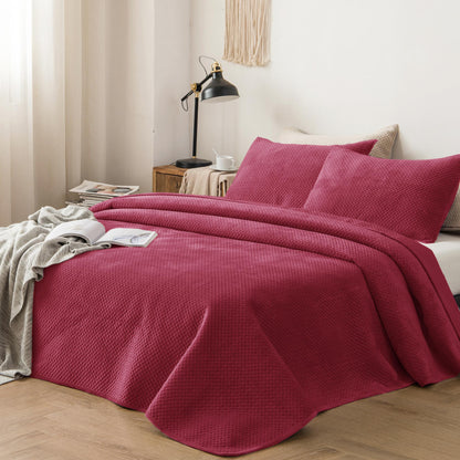 Kasentex All Season Cozy Velvet Quilt Set with Shams, Queen, King
