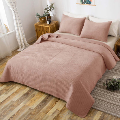 Kasentex Ultra Soft Plush Poly-Velvet Quilt Set, Queen, King, Room Decor, Graduation Gifts, Fathers Day Gift