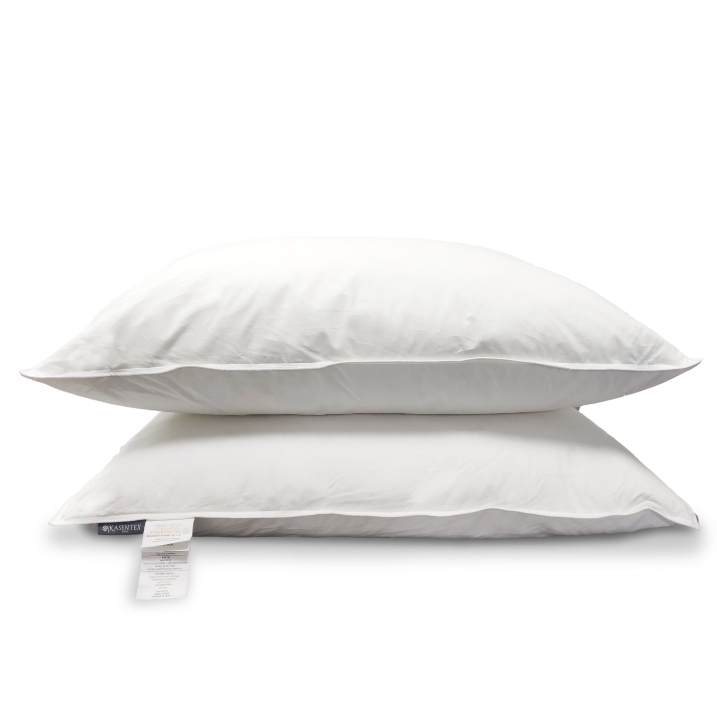 Kasentex White Down & Feather Fill Pillow Set (Pair) - 100% Egyptian Cotton and OEKO Certified - Kasentex