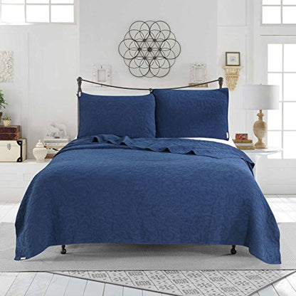 Kasentex 100% Cotton Ultra Soft Floral Pattern Quilt Bedspread Set