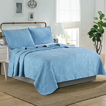 Kasentex 100% Cotton Ultra Soft Floral Pattern Quilt Bedspread Set