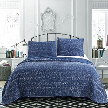 Kasentex 100% Cotton Ultra Soft Floral Pattern Quilt Bedspread Set