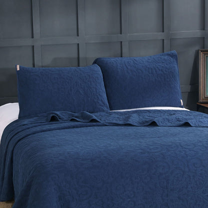Kasentex 100% Cotton Ultra Soft Floral Pattern Quilt Bedspread Set